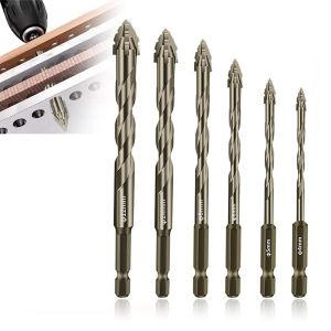 CBHH Serrated Eccentric Drill Bit High Hardness Four-Edged Concrete Drill Bit Set Multifunction Skewed Head Hexagonal Shank Drill Bit Set for 4/6Pcs Drilling Tool