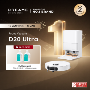 【NEW LAUNCH】Dreame D20 Ultra / L50 Ultra  Robot Vacuum | 11000Pa Suction Power | Extendable Side Brush & Mop Swing | Anti-Tangle