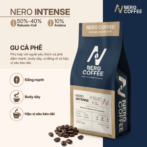 Cà phê NERO INTENSE Blend Robusta Culi Arabica - Rang mộc nguyên chất đắng mạnh body dày hậu vị sâu | NERO COFFEE