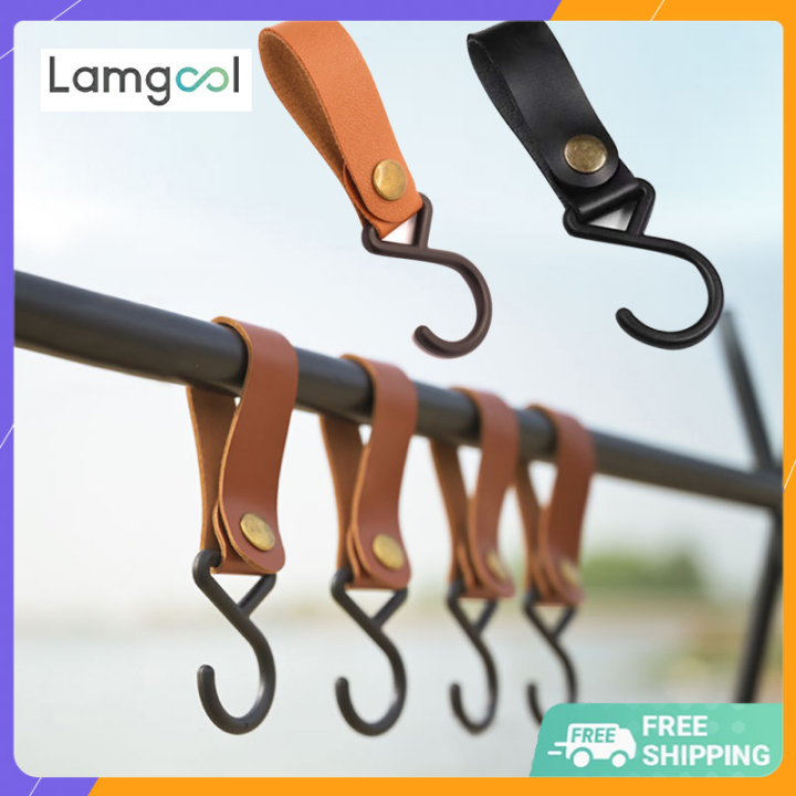 Ready Stock S-Shaped Leather Hanging Hooks Outdoor Camping Triangle Clothes  Storage Rack Hook Storage Rack Shelf Hook Pot Pan Hanger OUA1497 Lazada 