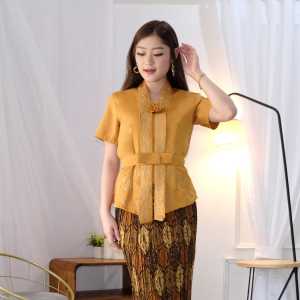 Atasan Kebaya Kutubaru Modern Lengan Pendek Bordir Mewah Warna Kuning Mustard Merah Maroon | Kutu Baru Wanita Dewasa Moderen Acara Pesta Kondangan Lamaran Akad Nikah Wisuda Terbaru Kekinian Irene