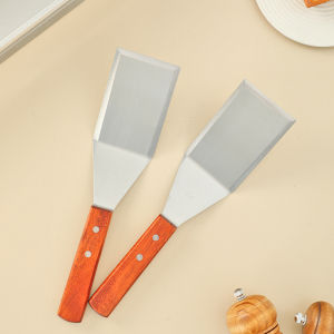 Stainless steel Hamburg Spatula Stainless Steel heavy duty turner wood handle Portable and durab