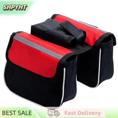 SHPYHT Bicycle Rainproof Front Frame Tube Bag Bike Double Saddle Shape Bag Mountain Bike Cycling Accessories Large Capacity Cycling Bag