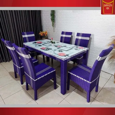 Meja makan rotan sintetis 6 kursi / kursi makan rotan sintetis / Rattan dining table / murah terbaru