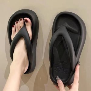 Thick-Soled WomenS Flip-Flops Height-Increasing Suitable For Outdoor Wear In Summer Simple And High-End Ins-Style Non-Slip Beach Sandals