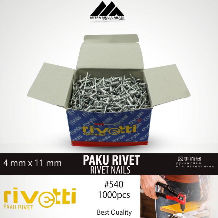 Paku Riffet Paku Rivet Ripet 4mm x 11 mm Blind Rivets 540 Paku Tembak - 10 pcs ...