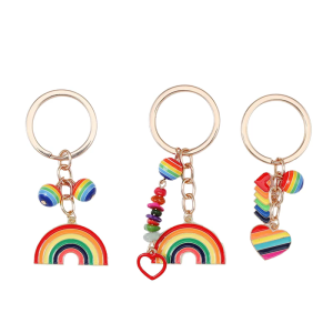 Drip Effect Keyring Rainbow Zinc Alloy Keychain Sturdy Corrosions Resistant Stylish Gift Ideas