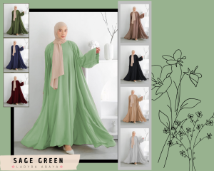 ABAYA SET 2 IN 1 PAKAIAN MUSLIM GAMIS DAN OUTER GAMIS KEKINIAN