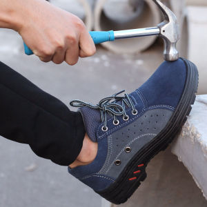 【36-46】Safety Shoes Men New Style Waterproof Plus Size Breathable Steel Head Wear-resistant Safety Boots Work Women Anti-smashing Anti-stab Sport Shoes 2022