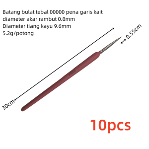 10pcs Wolf Hair Hook Line Pen Paint Brush /Kuas Detail Bulu Serigala Size