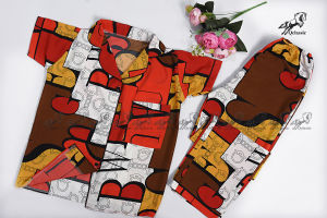 Pijama lụa quần dài họa tiết chữ hình thật ảnh tự chụp chất lượng và thời trang cao cấp sang trọng giác cả phải chăng