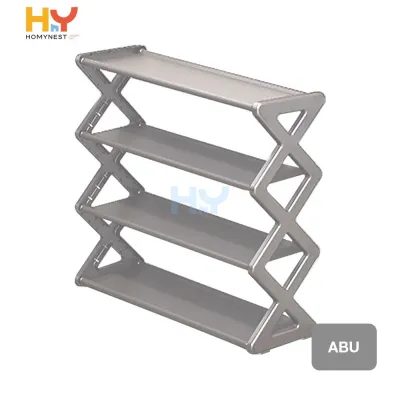 HOMYNEST Rak Sepatu 4 Susun Stainless Steel Model X Zigzag Portable Srbaguna