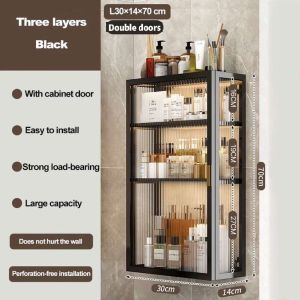 Bathroom Shelf Wall Mounted Bathroom Cabinet Kitchen Cabinet With Magnetic Door Organizer Rack
