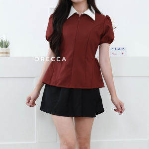 ORECCA - Esme Blouse Top Atasan Wanita Lengan Pendek Kerah