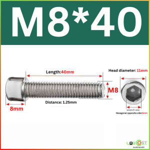 M8 Stainless Allen Bolt Steel Bolt Cap screw 8mm Thread Socket Head (SOLD PER PIECE) full & half thread Lowcosthardware
