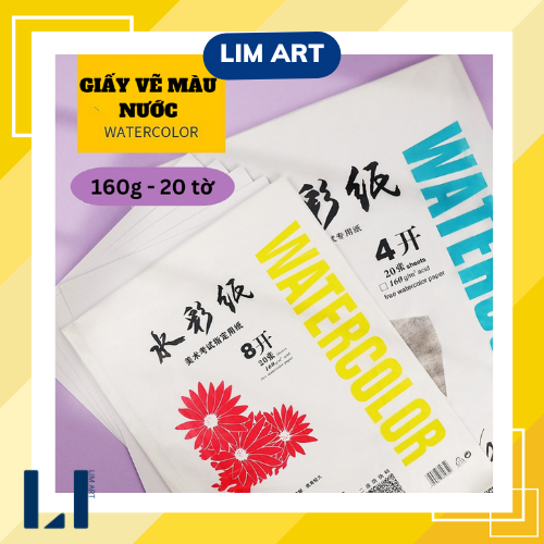 Giấy vẽ màu nước 160 gsm 20 tờ khổ 4k/8k chuyên dụng vẽ tranh | Lazada.vn