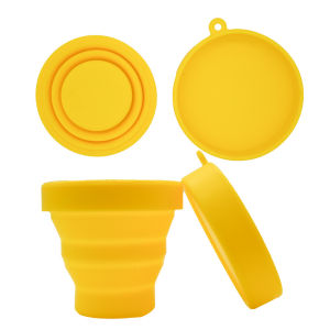 Outdoor Portable Collapsible Retractable Cup Silicone Cup Anti Drop High-Temperature Resistant Telescopic Cup Folding Water Cup (Pink/Blue/Yellow/Green)