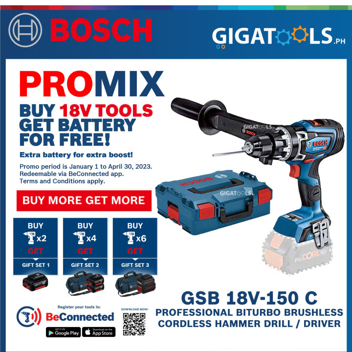 Bosch GSB 18V-150 C Professional BITURBO Brushless Cordless Hammer ...