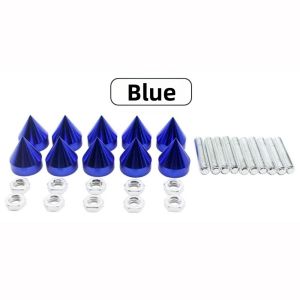 FXUP 10pcs/Set Nhôm Sắt Bu lông biển số xe Phong cách Cuspate Nhiều màu sắc Độ xe máy ô tô hình nón  Vít giữ biển số xe dạng nhọn