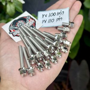 น็อตแคร้งเครื่องหัวสนาม หัวเหลี่ยม 17ตัว Wave100เก่าWave110เก่า น็อตเลสแท้ ใส่ได้ตรงรุ่น