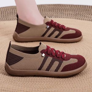 Free Shipping WomenS Versatile Spring New Collection: Breathable Knit Upper Soft-Soled Casual Shoes Retro Style Soft-Soled WomenS Shoes Wholesale