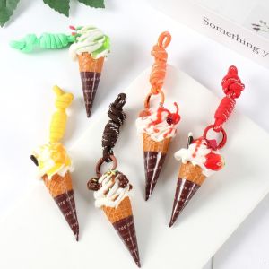 IVAOU Cute Ice Cream Keychain Fruit Flavored Cartoon Realistic Dessert Pendan Cute Simulation Food Food Shaped Keyring Men