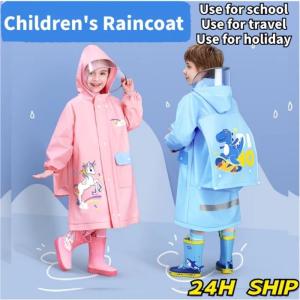 Raincoat for Kids Waterproof Extendable Backpack Children Raincoat with Night Eeflective Strip
