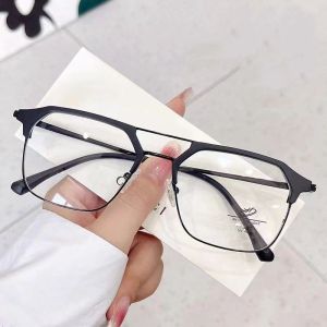 Photochromic Retro double-beam semi-metal intelligent color-changing and anti-blue glasses
