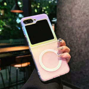 Luxury Aurora Gradient Matte Case for Samsung Galaxy Z Flip 6 5 4 3 flip5 Flip6 Laser Colorful Hard Acrylic Magnetic Cover