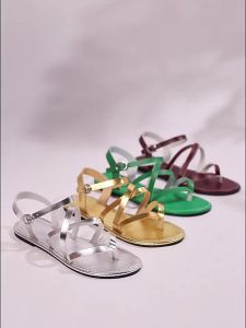 [Free Shipping] Cross-strap Roman sandals flip-flop flat sandals versatile beach shoes best-selling womens flat sandals