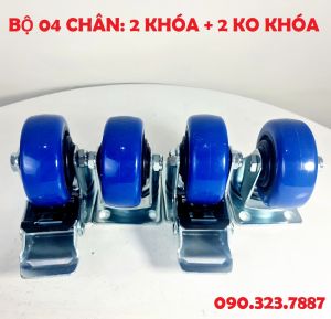Bộ 4 bánh xe đẩy hàng 74mm chịu tải tối đa 400kg lắp cho xe kéo xe đẩy hàng. LOẠI TỐT