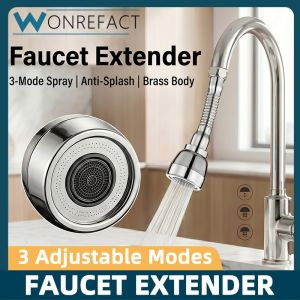 Kitchen Tap Extender Anti-Splash 3-Mode Aerator Durable Anti-Rust Brass Interface 360 Swivel Hose For HDB Sink