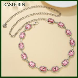 RAZIE BIN เข็มขัดคาดเอวประดับพลอยเทียมคริสตัลโลหะแนววินเทจสำหรับผู้หญิงแฟชั่นใหม่สำหรับฤดูร้อนบิกินี่ริมชายหาดเครื่องประดับใหม่