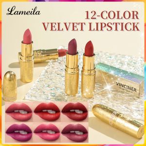 LAMEILA VINCINER 12-color Velvet Matte Lipstick High Pigmentation Lip Gloss Non-stick Cup Waterproof Long-lasting Moisturizing Lipstick Lip Glaze Women Makeup