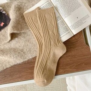Fashion Winter Socks Women Cashmere Wool Thicken Warm Women Socks Sox Japanese Harajuku Solid Color Thermal Home Long Socks