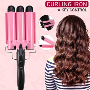 {Complimentary Hair Conditioner Set}Three Tube Big Wave Curler 20-32mm Ceramic Curler Professional Curling Modeling Tool