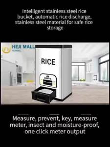Modernong Lalagyan ng Bigas na May Awtomatikong Dispenser - Tumpak na Pagsukat at Mabuting Kalidad na Stainless Steel - Perpekto para sa Mga Pamilyang Nagnanais ng Malinis at Maayos na Pag-iimbak ng Pagkain