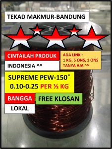 Kawat Tembaga Supreme - 0.10-0.25 - Per 5 ons  - Kawat Gulung Dinamo Trafo - Komponen & Asesoris Elektronik