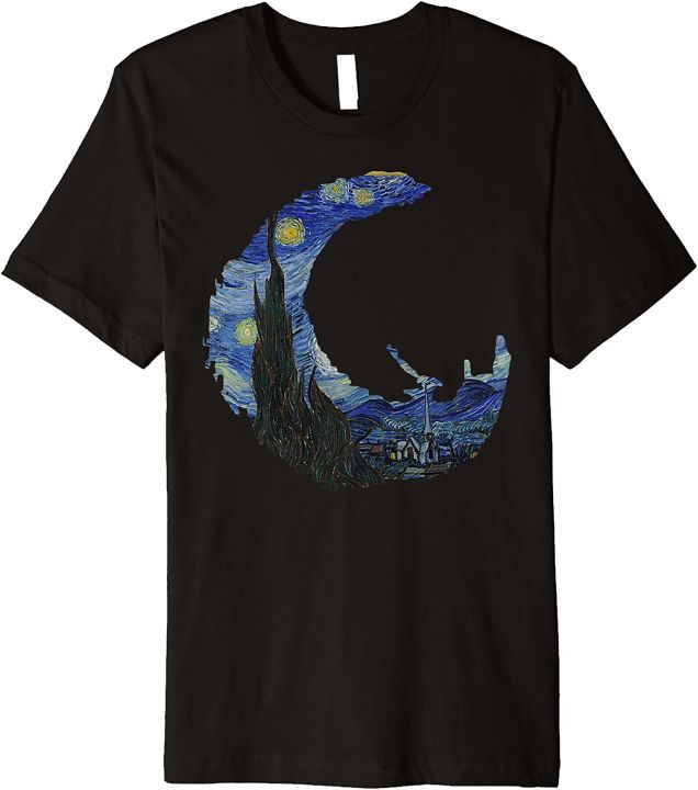 Vincent Van Gogh Starry Night Crescent Moon Art T Shirt
