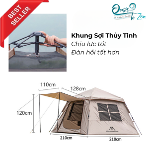 Lều cắm trại tự bung MountainHiker  lều dã ngoại cao cấp 4-6 người thông thoáng 2 mái trước sau kèm 2 thanh chống chống nước tia UV côn trùng