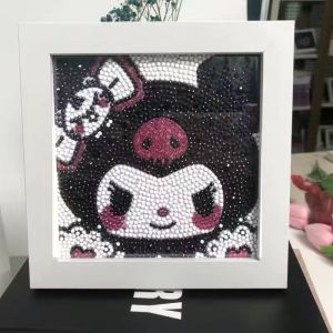 🔥 Sanrio Diamond Painting Kuromi 18cmX18cm Carton Photo Frame Set DIY Student Children Sticky Gift