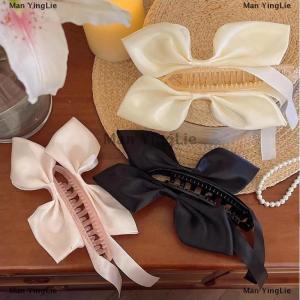 [COD] Man YingLie Ladies Bow Ribbon Hair Claw Banana Clip Solid Color Elegant Daily Headband Tail Fixing Hair Accessories