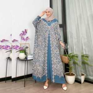 Gamis Kaftan Kekininan Rayon Premium Terbaru Busui Motif Alexa / Baju Muslim Wanita Dress Jumbo
