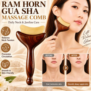 Horn Handle Small Push Comb Scalp Massage Brush Gentle Detangling Hair Brush Frizz Control Comfort Grip Easy Cleaning Daily Hair Care