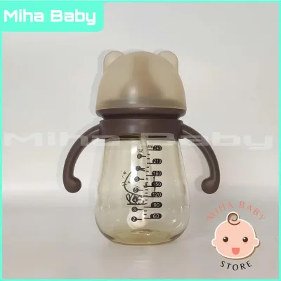 Bình sữa cổ rộng hình mèo cho bé nhựa PPSU kèm van chống sặc an toàn có tay cầm tiện lợi