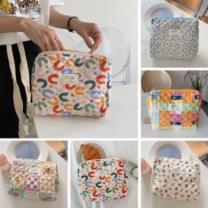 SIERWU Women Storage Organizer Cotton Floral Toilet Bag Female Handbags Makeup Bag Cosmetic Pouch