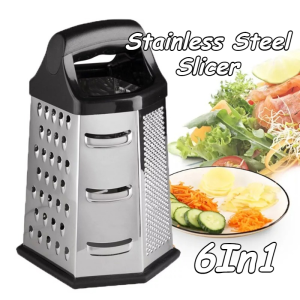 6 In 1 Stainless Steel Box Grater | Multi-Function Vegetable Slicer Cheese Grater For Kitchen