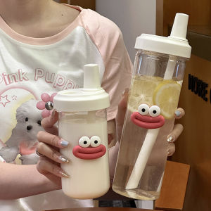 500/850ML Cute Bubble Tea Plastic Water Bottle With Pearl Milk Tea Straw Girl Water Cup Large Capacity Students Coffee Juice Cup2026