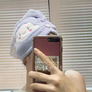 Cute Kuromi Hair Drying Cap Cartoon Anime Coral Fleece Absorb Water Quick-Drying Headscarf Household Towel Quick-Drying No Lint