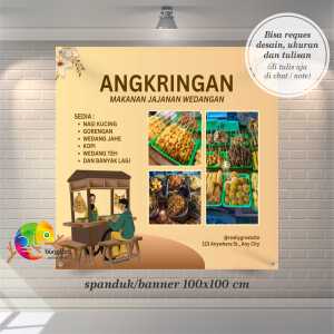 Cetak Spanduk Banner Coklat & Krem Minimalis Promosi Warung Makan Angkringan
